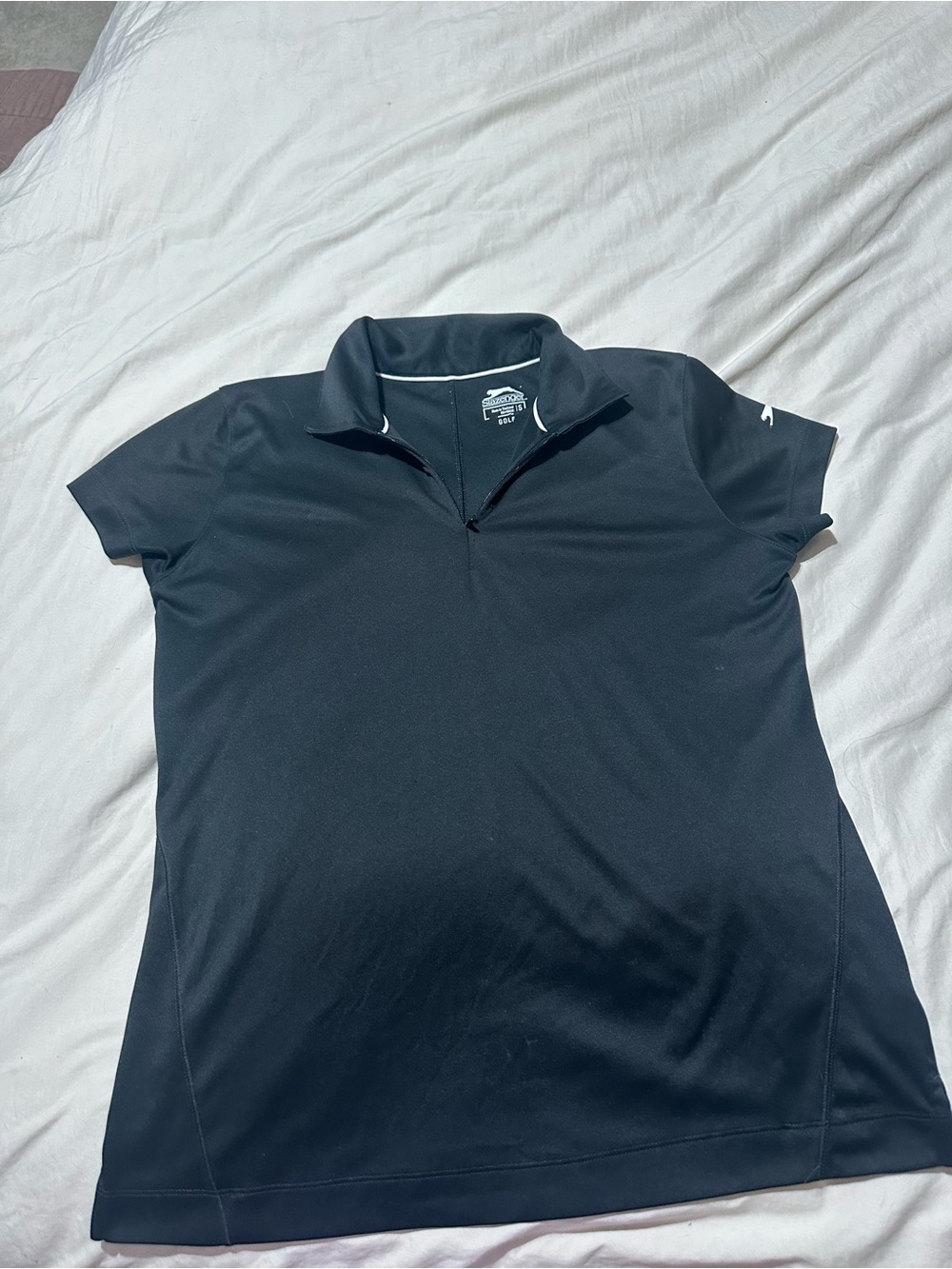 Slazenger Black Women's Short-Sleeve Quarter-Zip Performance Top